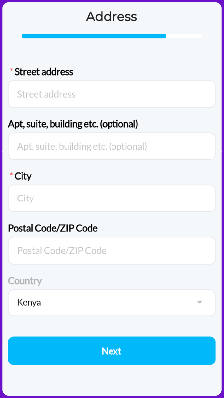 Enter Address Screenshot