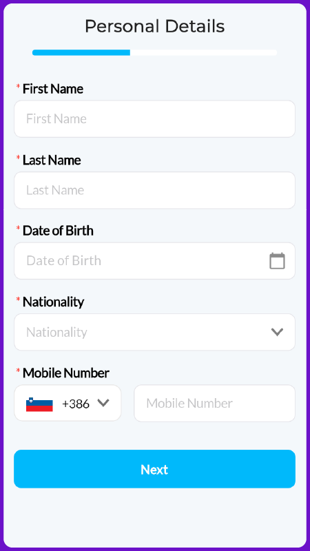 Enter Personal Details Screenshot
