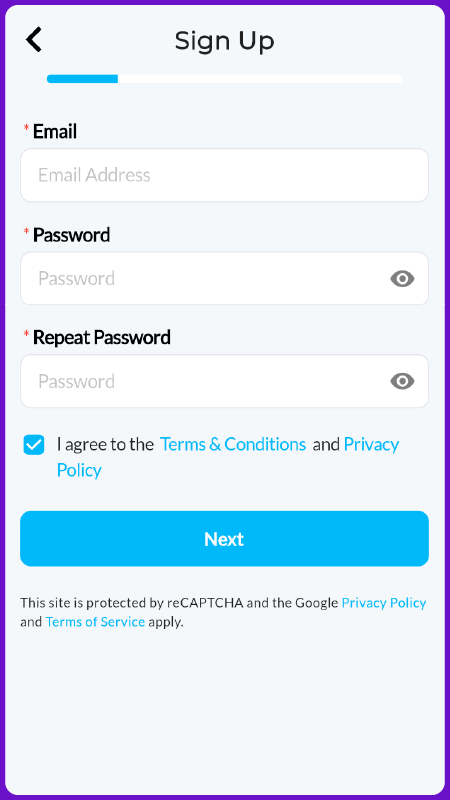 Mifinity Signup Screenshot